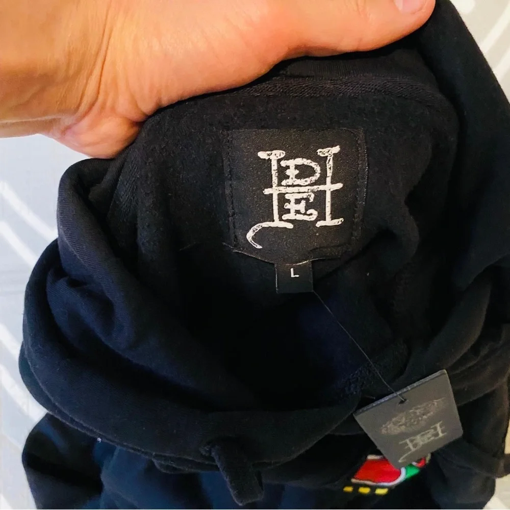 Ed Hardy Black Hoodie with Vibrant Graphic
